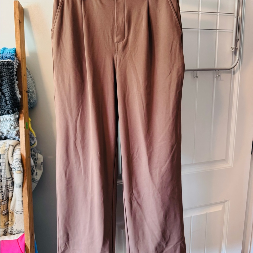 HALARA Brown Trousers Straight-Leg Tailored Fit